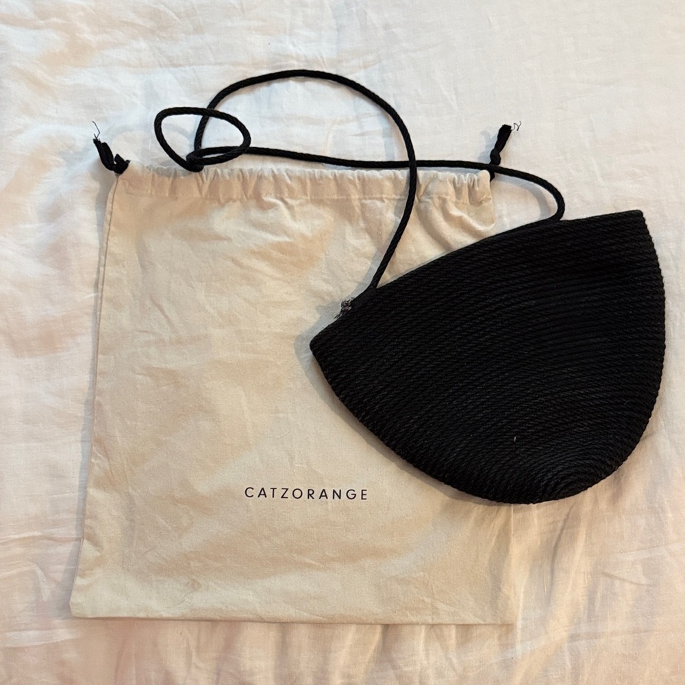 Catzorange Black Woven Crossbody Bag | Minimal Resort Style
